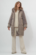 Оптом Пальто утепленное женское зимние коричневого цвета 11208K в Екатеринбурге, фото 6