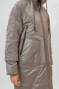 Оптом Пальто утепленное женское зимние коричневого цвета 11208K в Екатеринбурге, фото 8