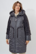 Оптом Пальто утепленное женское зимние темно-серого цвета 11208TC в Екатеринбурге, фото 8