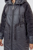 Оптом Пальто утепленное женское зимние темно-серого цвета 11208TC в Екатеринбурге, фото 10
