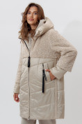 Оптом Пальто утепленное женское зимние бежевого цвета 11209B в Екатеринбурге, фото 6
