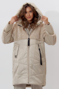 Оптом Пальто утепленное женское зимние бежевого цвета 11209B в Екатеринбурге, фото 7