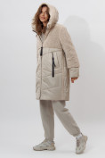 Оптом Пальто утепленное женское зимние бежевого цвета 11209B в Екатеринбурге, фото 3