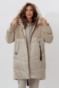 Оптом Пальто утепленное женское зимние бежевого цвета 11209B в Екатеринбурге, фото 8
