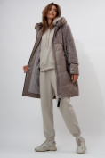 Оптом Пальто утепленное женское зимние коричневого цвета 11209K в Екатеринбурге, фото 12