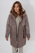 Оптом Пальто утепленное женское зимние коричневого цвета 11209K в Екатеринбурге, фото 14