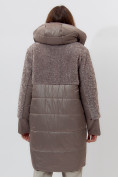 Оптом Пальто утепленное женское зимние коричневого цвета 11209K в Екатеринбурге, фото 6