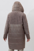 Оптом Пальто утепленное женское зимние коричневого цвета 11209K в Екатеринбурге, фото 7