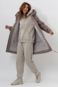Оптом Пальто утепленное женское зимние коричневого цвета 11209K в Екатеринбурге, фото 8