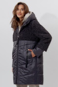 Оптом Пальто утепленное женское зимние темно-серого цвета 11209TC в Екатеринбурге, фото 5