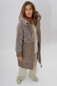 Оптом Пальто утепленное женское зимние коричневого цвета 11210K в Екатеринбурге, фото 8