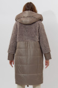 Оптом Пальто утепленное женское зимние коричневого цвета 11210K в Екатеринбурге, фото 3