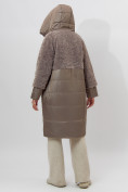 Оптом Пальто утепленное женское зимние коричневого цвета 11210K в Екатеринбурге, фото 11
