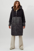 Оптом Пальто утепленное женское зимние темно-серого цвета 11210TC в Екатеринбурге