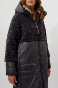 Оптом Пальто утепленное женское зимние темно-серого цвета 11210TC в Екатеринбурге, фото 3