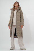 Оптом Пальто утепленное женское зимние бежевого цвета 112132B в Екатеринбурге