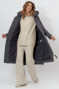Оптом Пальто утепленное женское зимние темно-серого цвета 112132TC в Екатеринбурге, фото 6