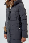 Оптом Пальто утепленное женское зимние темно-серого цвета 112132TC в Екатеринбурге, фото 10