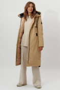 Оптом Пальто утепленное женское зимние бежевого цвета 112205B в Екатеринбурге, фото 4