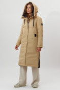 Оптом Пальто утепленное женское зимние бежевого цвета 112205B в Екатеринбурге