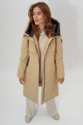 Оптом Пальто утепленное женское зимние бежевого цвета 112205B в Екатеринбурге, фото 9