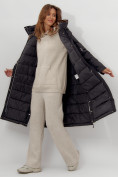 Оптом Пальто утепленное женское зимние черного цвета 112205Ch в Екатеринбурге, фото 2