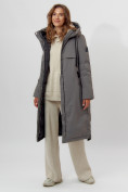 Оптом Пальто утепленное женское зимние серого цвета 112205Sr в Екатеринбурге, фото 2