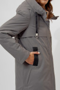 Оптом Пальто утепленное женское зимние серого цвета 112205Sr в Екатеринбурге, фото 10