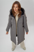 Оптом Пальто утепленное женское зимние серого цвета 112205Sr в Екатеринбурге, фото 9