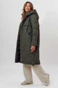 Оптом Пальто утепленное женское зимние темно-зеленого цвета 112205TZ в Екатеринбурге, фото 2