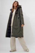 Оптом Пальто утепленное женское зимние темно-зеленого цвета 112205TZ в Екатеринбурге, фото 5