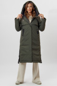 Оптом Пальто утепленное женское зимние темно-зеленого цвета 112205TZ в Екатеринбурге