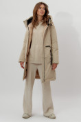 Оптом Пальто утепленное женское зимние бежевого цвета 112209B в Екатеринбурге, фото 3