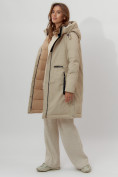 Оптом Пальто утепленное женское зимние бежевого цвета 112209B в Екатеринбурге, фото 5