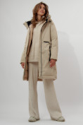 Оптом Пальто утепленное женское зимние бежевого цвета 112209B в Екатеринбурге, фото 8