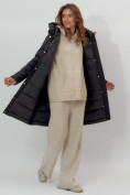 Оптом Пальто утепленное женское зимние черного цвета 112209Ch в Екатеринбурге, фото 4