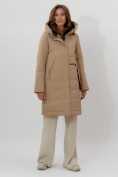 Оптом Пальто утепленное женское зимние горчичного цвета 112209G в Екатеринбурге