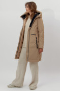 Оптом Пальто утепленное женское зимние горчичного цвета 112209G в Екатеринбурге, фото 6