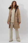 Оптом Пальто утепленное женское зимние горчичного цвета 112209G в Екатеринбурге, фото 5