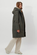Оптом Пальто утепленное женское зимние темно-зеленого цвета 112209TZ в Екатеринбурге, фото 4