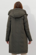 Оптом Пальто утепленное женское зимние темно-зеленого цвета 112209TZ в Екатеринбурге, фото 8