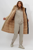 Оптом Пальто утепленное женское зимние бежевого цвета 112210B в Санкт-Петербурге, фото 2
