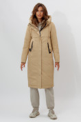 Оптом Пальто утепленное женское зимние бежевого цвета 112210B, фото 10