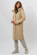 Оптом Пальто утепленное женское зимние бежевого цвета 112210B в Омске, фото 11