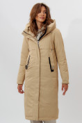 Оптом Пальто утепленное женское зимние бежевого цвета 112210B в Сочи, фото 13