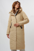 Оптом Пальто утепленное женское зимние бежевого цвета 112210B в Омске, фото 16