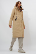 Оптом Пальто утепленное женское зимние бежевого цвета 112210B в Уфе, фото 17