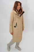 Оптом Пальто утепленное женское зимние бежевого цвета 112210B в Воронеже, фото 18