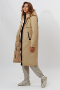 Оптом Пальто утепленное женское зимние бежевого цвета 112210B, фото 3