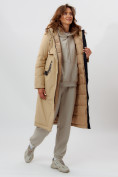 Оптом Пальто утепленное женское зимние бежевого цвета 112210B, фото 6